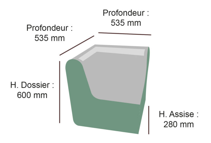 Chauffeuse d'angle en mousse rené HENRY