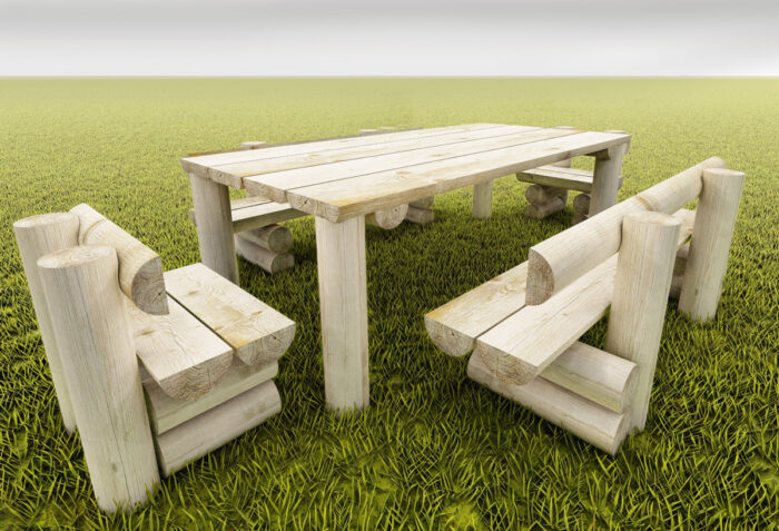 mobilier bois exterieur pour crèche rené HENRY